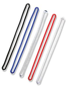 6" Flexible Vinyl Loops for luggage tags / available in red, black, blue, white or clear