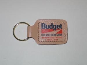 Bonded Leather 2 Sided Sewn Small Rectangular Key Tag (2 3/8"x1 1/2")